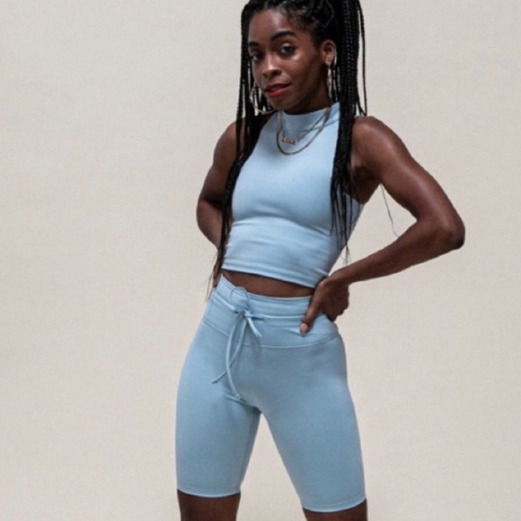 Girlfriend Collective Diana Sky Drawstring Shorts Sz S - Picture 1 of 8